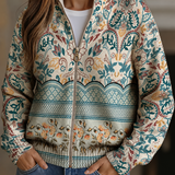 Britta | Zip Cardigan med Vintage Botanik