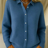 Katrina | Texturerad Stickad Knap Cardigan