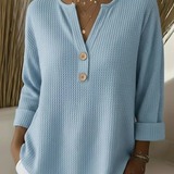 Lucia | Henley T-shirt med Prägling och Knappar