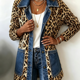 Lorena | Lång Leopard- och Denimjacka