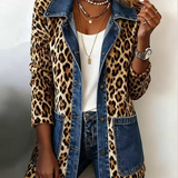 Lorena | Lång Leopard- och Denimjacka