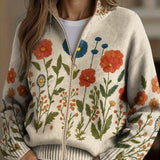 Maja | Zip Cardigan med Vilde Blomster