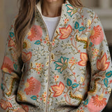 Ulla | Zip Cardigan med Vintage Blomsterträdgård